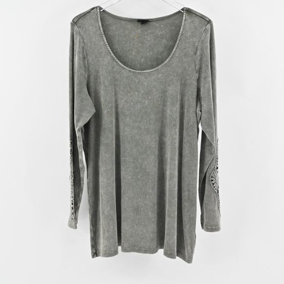 torrid Tops - TORRID Top Womens Size 3X Rib Scoop Neck Crochet Long Sleeve in Deep Depths Boho
